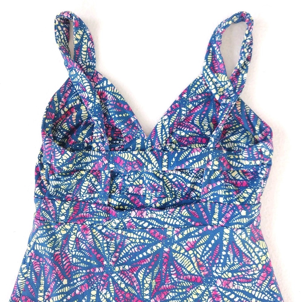 Patagonia Blue Floral Organic Cotton Dress V-Neck A-Line Strappy XS - Picture 7 of 8